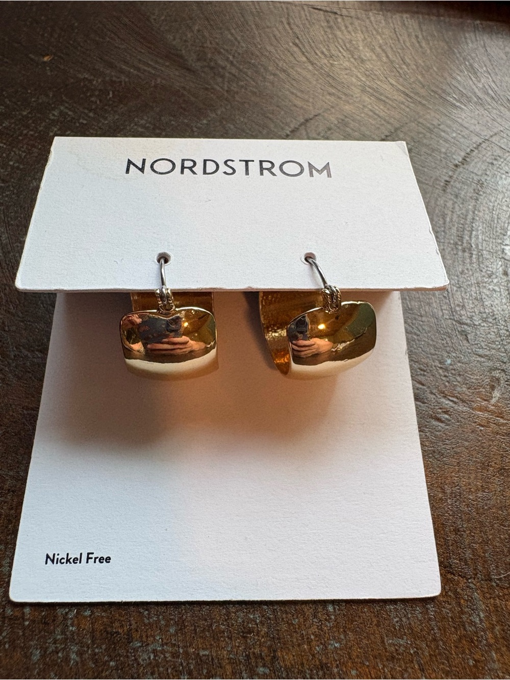 Nordstrom Gold-Tone Cushion Drop Hoop Earrings